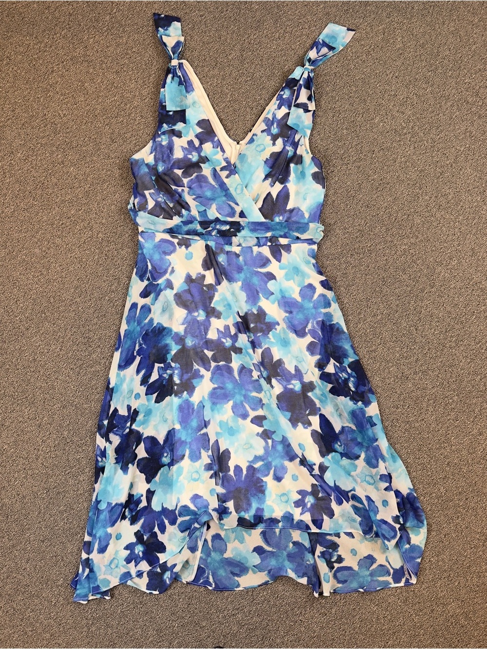 DKNY Blue Floral Tie-Shoulder Midi Dress